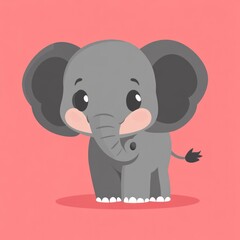 Fototapeta premium Cute elephant cartoon on pink background