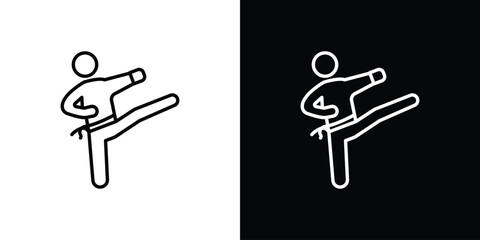 Karate fighter icon in black. flat graphic vector icon