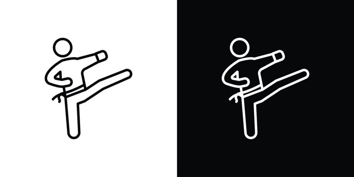 Karate fighter icon in black. flat graphic vector icon