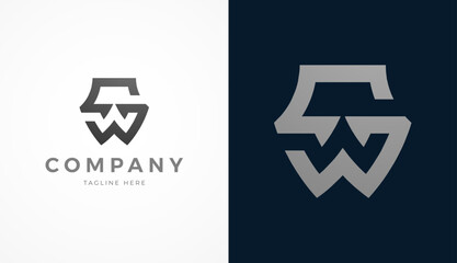Initial Letter SW Logo Design, Stylish letter SW with two color, usable for brand and company logos, vector illustration