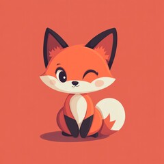 Obraz premium Cute cartoon fox winking