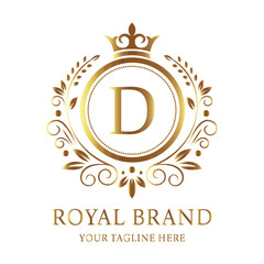Company vector logo design D with gold star symbol for business celebration