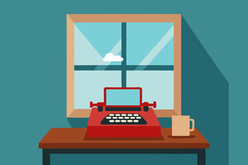 Fototapeta premium vector illustration of a modern office desk
