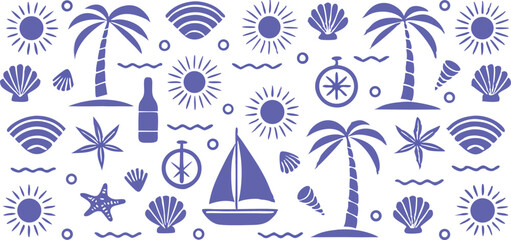 Summer beach vacation themed seamless pattern
