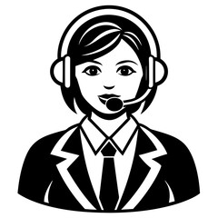 Customer service operator with headset isolated on white background