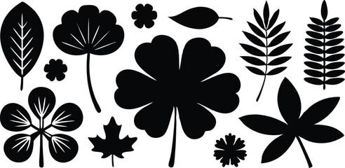 Obraz premium Leaves Silhouette Vector Set for Crafts and Design