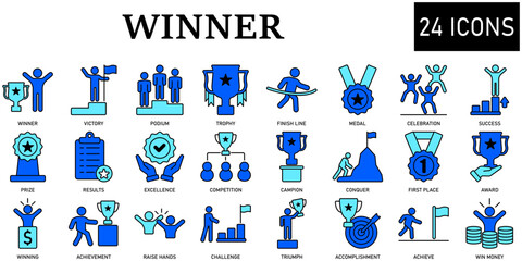 Set of winner Icons or symbols Vector fully editable file.