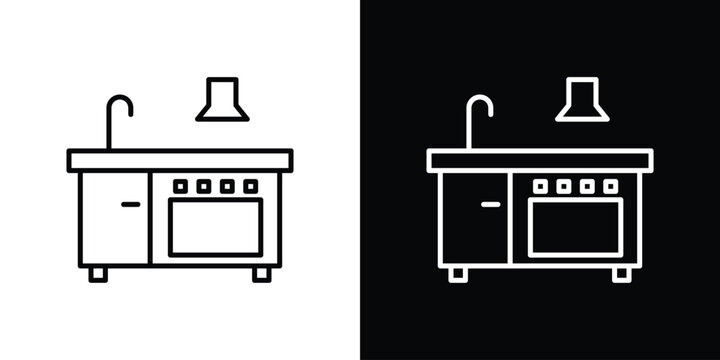 Kitchen cabinet icon in black. flat graphic vector icon