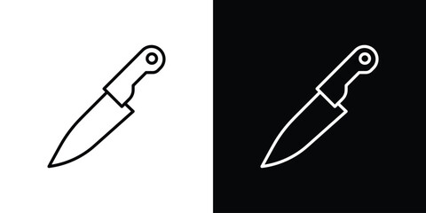 Obraz premium Kitchen knife icon in black. flat graphic vector icon