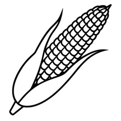 Line art illustration of an ear of corn