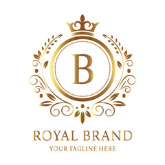Company vector logo design B with gold star symbol for business celebration