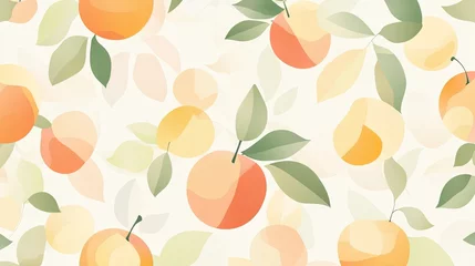 Gardinen Küche Muster  Soft peach and orange fruit seamless pattern with pale leaves  © Muhamat