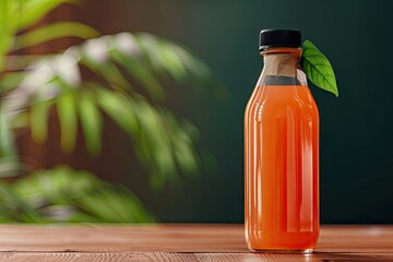 Juice in an Insulated Glass Bottle with an Empty Label and Without with Clipping Path