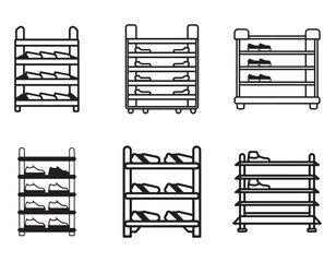 set of shoe rack icon line art  vector illustration 