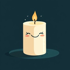 Cute cartoon candle on a dark background