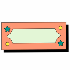 Playful rectangular peach-colored text box with green stars and yellow dots. Ideal for creative journaling, kids’ content, cute labels, UI elements, or pastel-themed design projects.