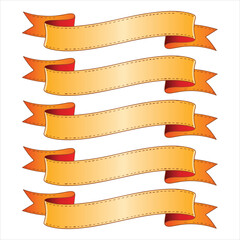 Golden Gradient Ribbon Vector Set Classic Yellow Scroll Banners