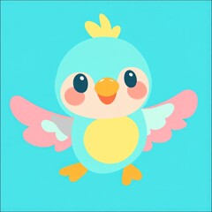 Cute cartoon bird on a teal background
