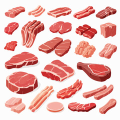 Raw Meat Clip Art Set Vector