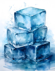 Obraz premium A white ceramic cup of dark coffee sits on a saucer, surrounded by scattered coffee beans and warm-toned watercolor splashes