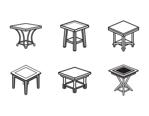 square table icon  line art  vector illustration