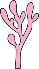 Coral colorful vector illustration Hand-drawn ocean and sea life creature. great for greeting cards, educational material, kids party invitations. Pastel colors, flat, cartoon design