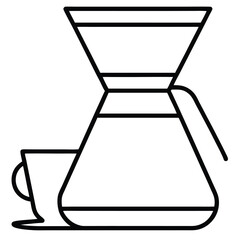 Pour over coffee maker with cup icon illustration