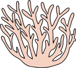 Coral colorful vector illustration Hand-drawn ocean and sea life creature. great for greeting cards, educational material, kids party invitations. Pastel colors, flat, cartoon design