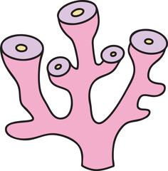 Coral colorful vector illustration Hand-drawn ocean and sea life creature. great for greeting cards, educational material, kids party invitations. Pastel colors, flat, cartoon design