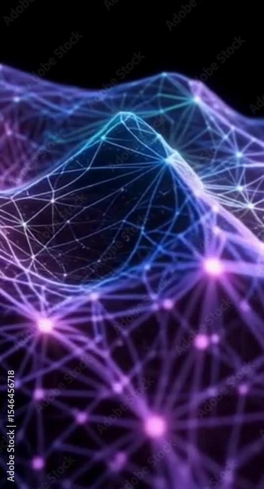 Poster abstract network connection background with glowing nodes and lines on dark backdrop