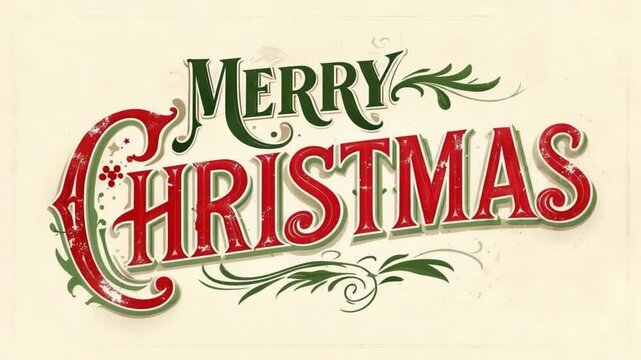 Elegant Merry Christmas Text Animation with Decorative Ornaments for Festive Greetings