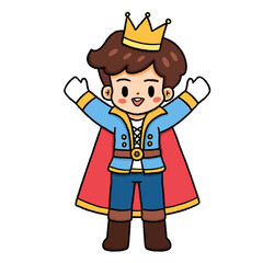 Prince cartoon line art illustration for kids.