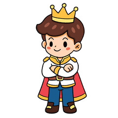 Prince cartoon line art illustration for kids.