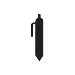 Classic ballpoint pen silhouette icon. Black pen vector for education, writing tools, or office design use.