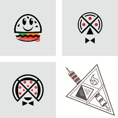 Delicious Food Logos Burger, Pizza, and Kebab Designs
