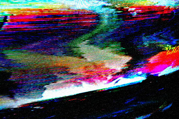 Glitch camera effect. Retro VHS background. Old video template. No signal. Static TV noise, bad TV signal.	