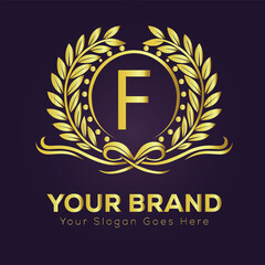 Golden laurel wreath award: an iconic gold vector illustration, perfect for F vintage celebration design or anniversary decoration