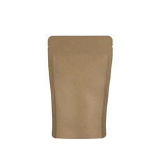 A plain, unmarked kraft paper pouch, typically used for packaging food items or other products.