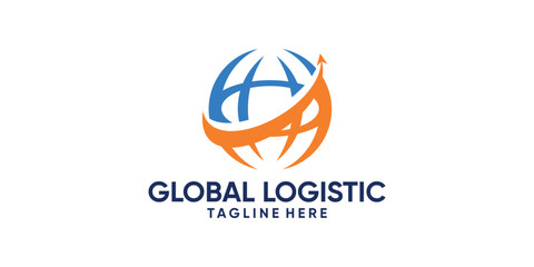 logo design global and logistic,plane,send,arrow,,symbol,icon,idea,creative,elegant.