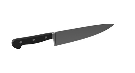 A sleek kitchen knife with a black handle, designed for cutting and preparing food.
