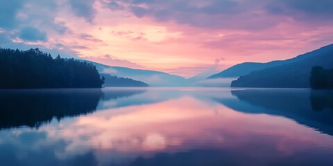 Obraz premium Serene Lake Sunrise Peaceful Landscape Photography