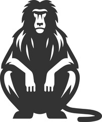 Wild cute animal baboon monkey vector silhouette