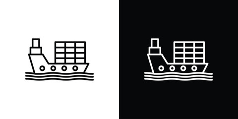 Logistic ship icon in black. flat graphic vector icon © Vince
