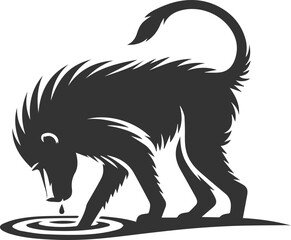 Wild cute animal baboon monkey vector silhouette