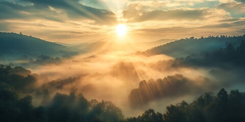 Epic Sunrise Misty Mountain Majesty