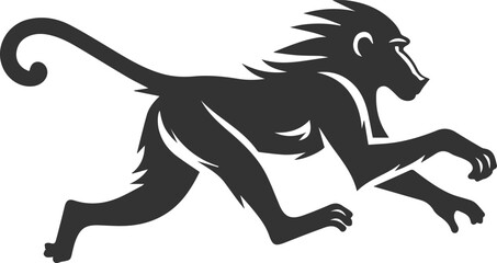 Wild cute animal baboon monkey vector silhouette