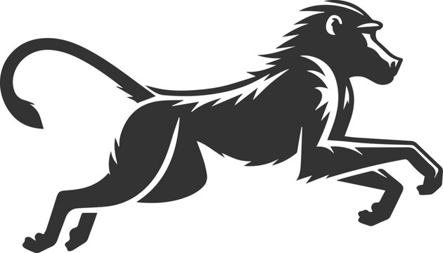 Wild cute animal baboon monkey vector silhouette