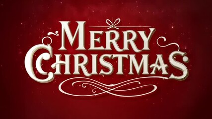Festive Merry Christmas Titles with Elegant Typography on Red Background Animation - Powered by Adobe