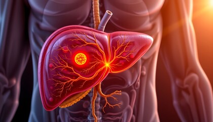 detailed diagram of liver cancer showing tumor progression inside the liver