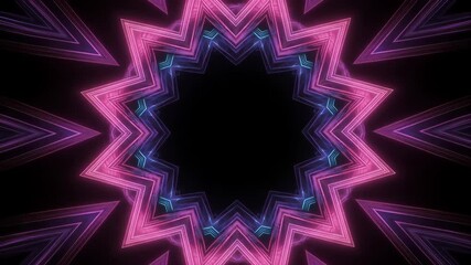 Starburst mandala with layered neon geometry radiating from center on black background
- Powered by Adobe